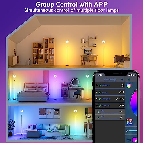 Bedee Led Corner Floor Lamp: 65" Rgb Color Changing Floor Lamp With Music Sync, Modern Standing Mood Light With Remote & App Control, Creative Diy Mode & Timing For Living Room Gaming Room Bedroom #TOP6