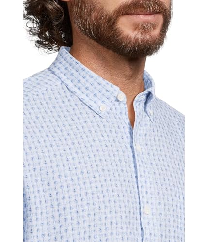 Johnston & Murphy Men's Short Sleeve Illusion Print Linen Shirt4