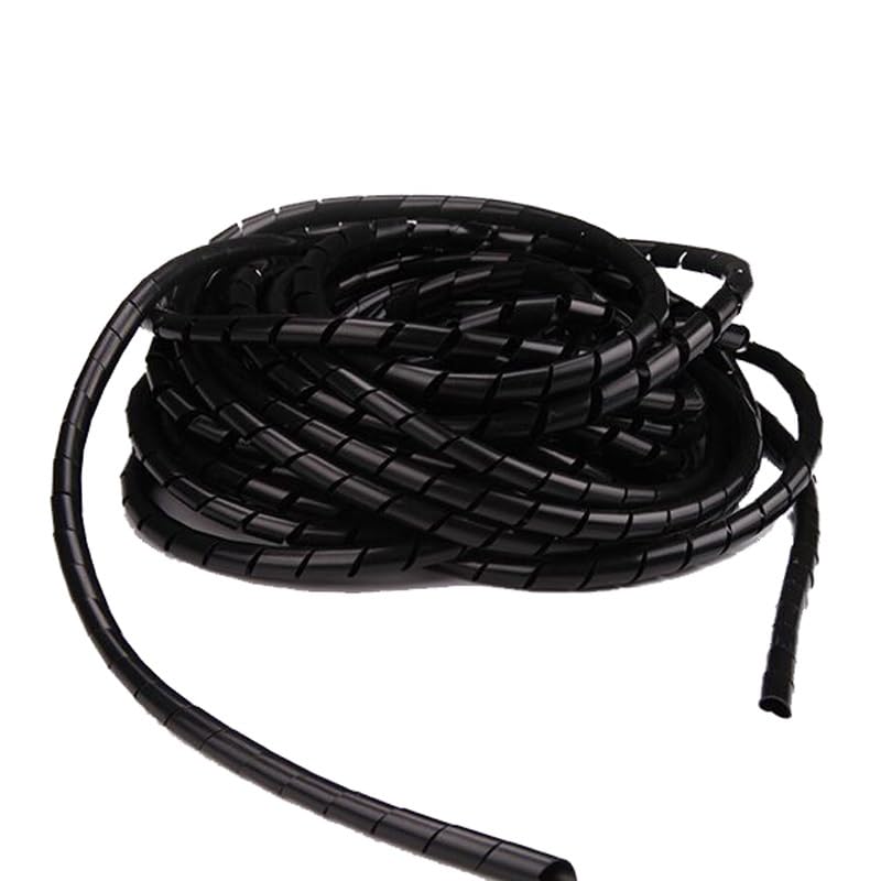 Funda de Cable, Tubo protección, Organizador Tubos ordenados con Envoltura en Espiral, Cubierta Protectora línea diámetro Interior 4mm-10mm, bobinado Alambre(Black,ID 4mm (15 Meter))