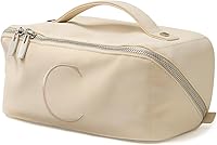 Vista 25 de EACHY Bolsa de Maquillaje de Viaje, Bolsas de Cosméticos de Gran Capacidad para Mujeres, Bolsa Portátil Impermeable que se Abre Plana, Bolsa de Aseo