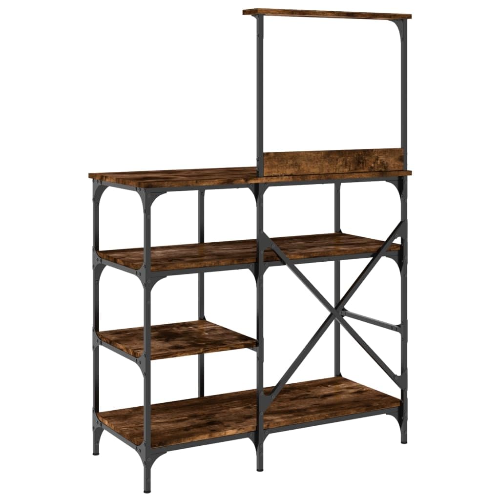 Generisch Bäckerregal Räuchereiche 90x40x132 cm Holzwerkstoff und Metall,Heim Garten,Küche Esszimmer,Küchenhelfer -utensilien,Küchenorganizer,Küchenutensilienhalter -ablagen-845418