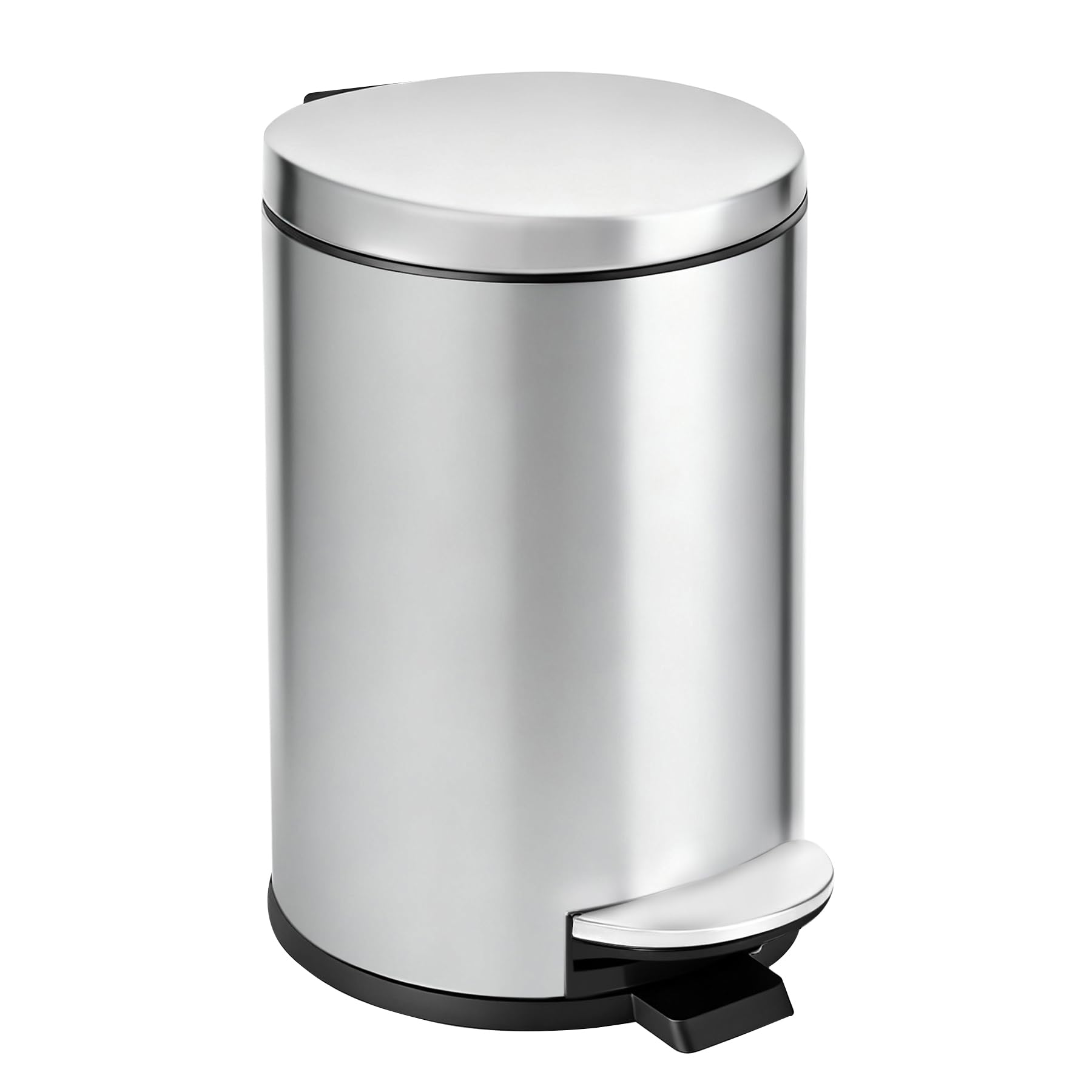 Photo 1 of TIPGO Small Trash Can with Lid Soft Close, 4.5 Liters / 1.2 Gallon Bathroom Garbage Can, Mini Step Trash Bin, Stainless Steel Wastebasket for Bathroom, Bedroom, Office (Silver)