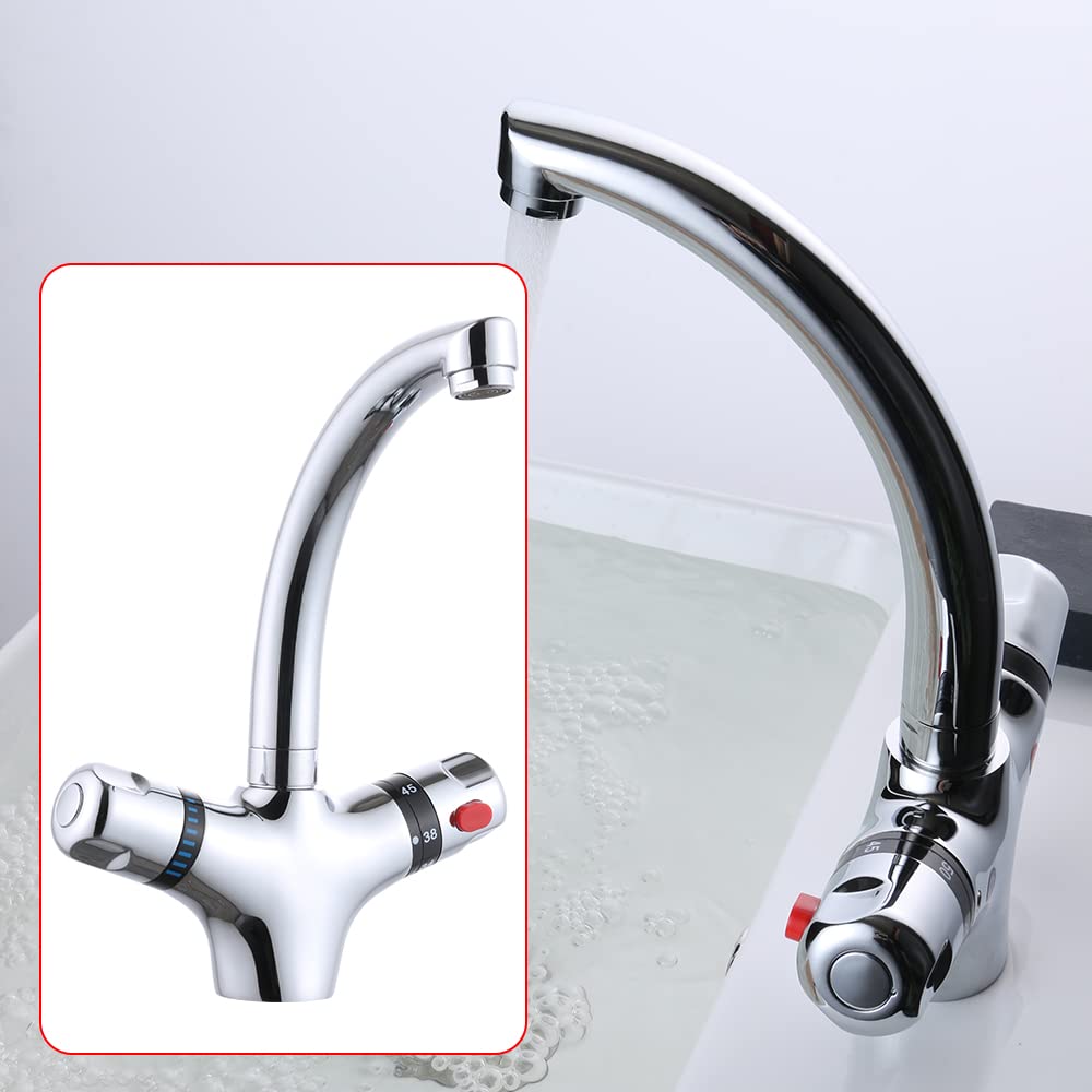 Grifo mezclador termostático para lavabo para cocina y baño