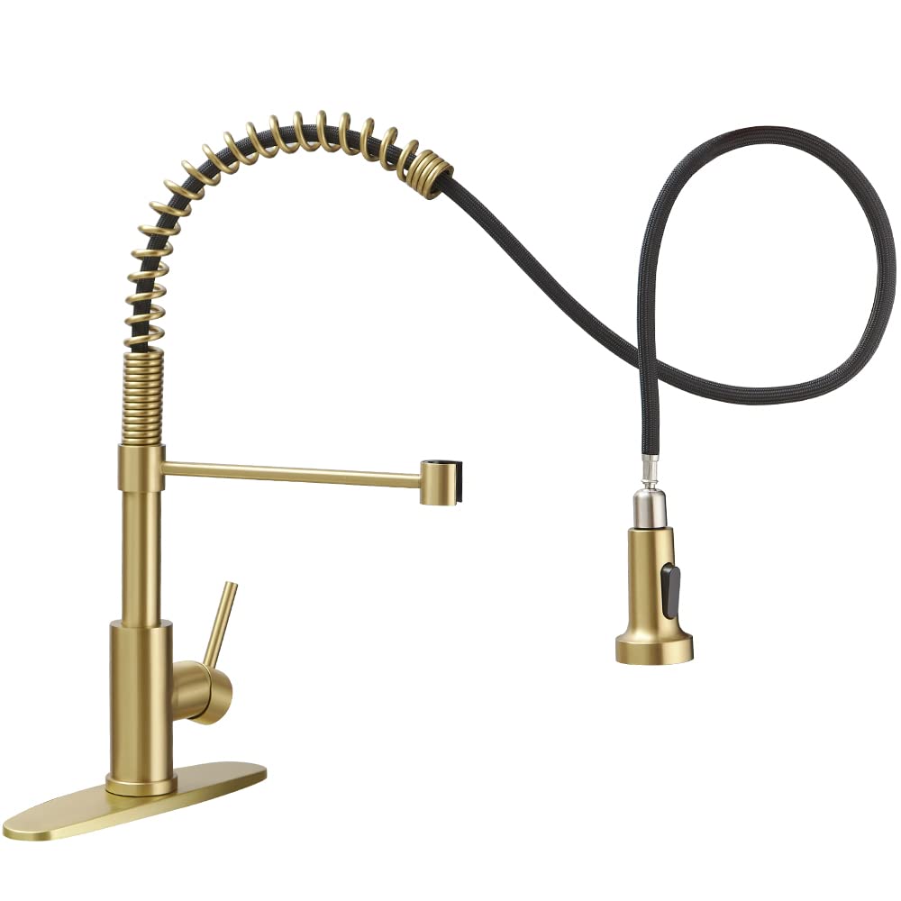 Buy Gold Pull Down Kitchen Faucet, HVNVN Spring Kitchen Faucets with