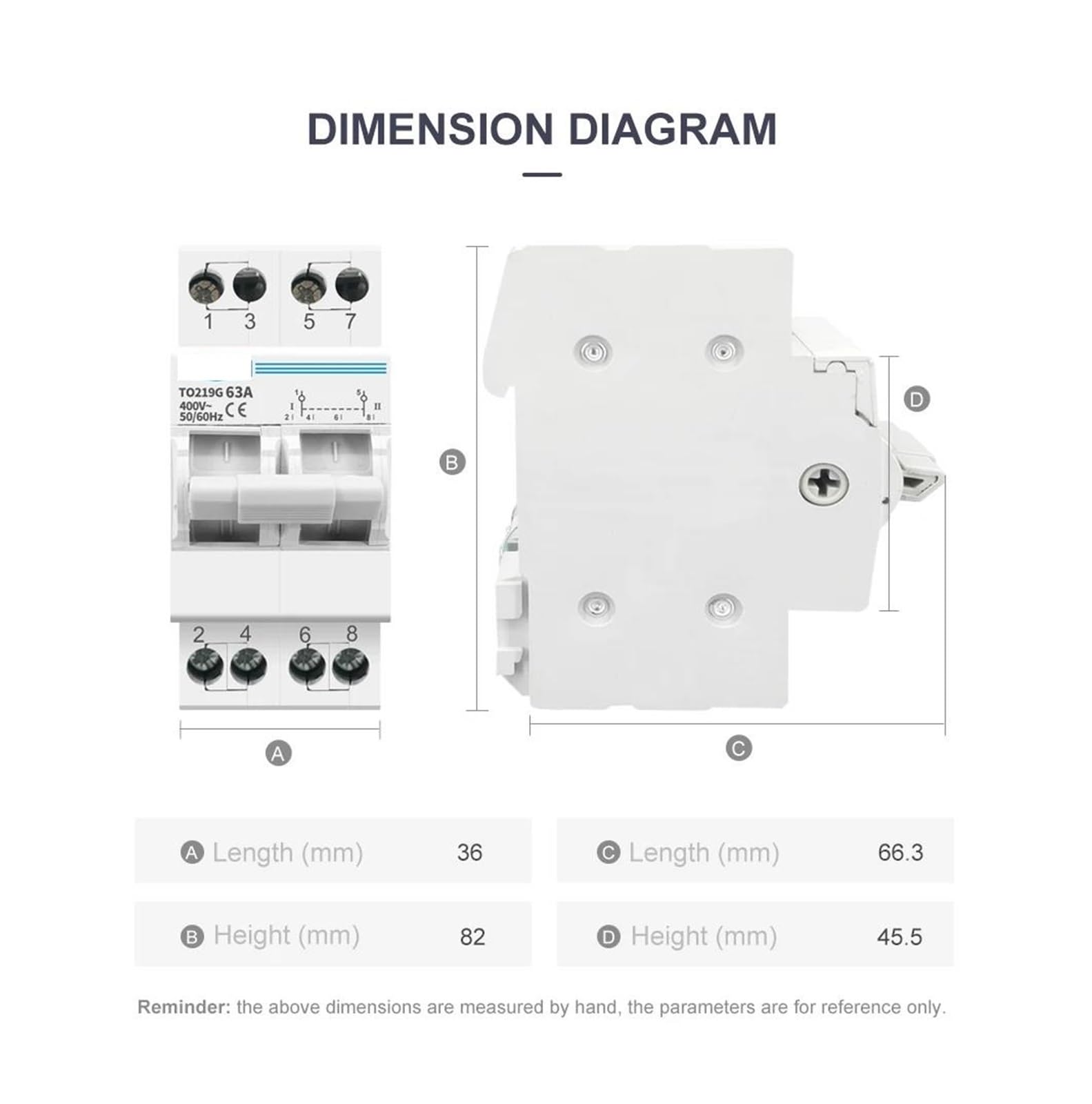Interruttore di interblocco automatico a trasferimento manuale a doppia alimentazione MTS 2P 63A(40A)