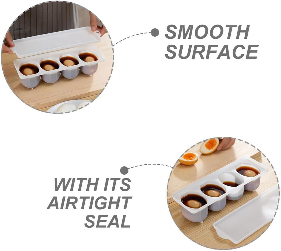 Mikinona Pickled Egg Box Leakproof Egg Holder Container with Airtight Seal for Refrigerator Storage Organizer 9.60X2.91X2.36In Plastic Tray for Home Kitchen