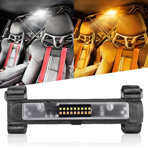 NIRIDER UTV Interior Light Universal Roll Bar Mount LED Lights Utility Roll Cage Lights Courtesy Interior Dome Light for UTV ATV Polaris RZR Can-Am Truck Car Off Road Vehicle - White Amber