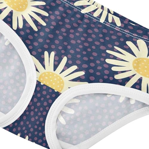Print Toddler Underwear Custom 2t Cotton Girl Panties Cute Small Daisies Navy Blue Kids Briefs Undies4