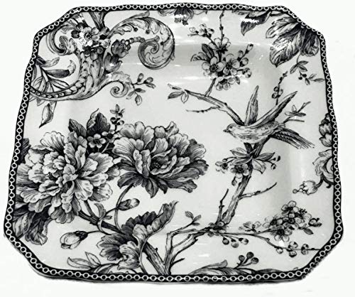 222 Fifth Adelaide Gray Toile Square Salad Plate | 1 Replacement Piece | 8.5