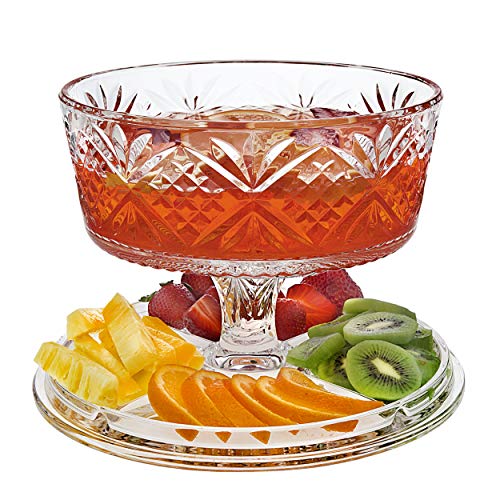 Godinger 4 In 1 Cake Stand And Serving Plate Platter With Dome Cover, Multi-Purpose Use - Dublin Crystal Collection #TOP3