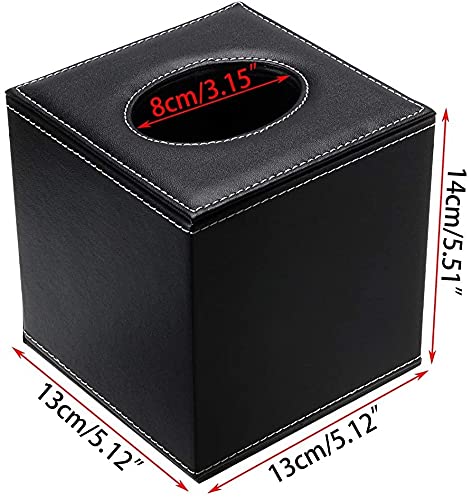 Quadratische Taschentuchbox aus PU-Leder, Kosmetiktuchhalter, Serviettenspenderbox mit magnetischem Boden für die Dekoration zu Hause, im Büro, im Auto, im Auto, Schwarz_voghion.com