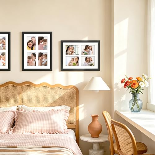 Image of DUENPY 9x12 Picture Frame 4-Opening 3.5x5 Collage Picture Frame Displays Four 3.5x5 inch Photos Collage Wall Decor Wall Hanging or Tabletop Black