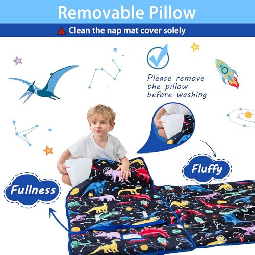 Image of Lasoftan Toddler Nap Mat with Pillow and Blanket, Extra Large Rolled Napping Mats,Slumber Bags for Boys Girls,Kids Sleeping Bag for Daycare, Preschool Travel Camping