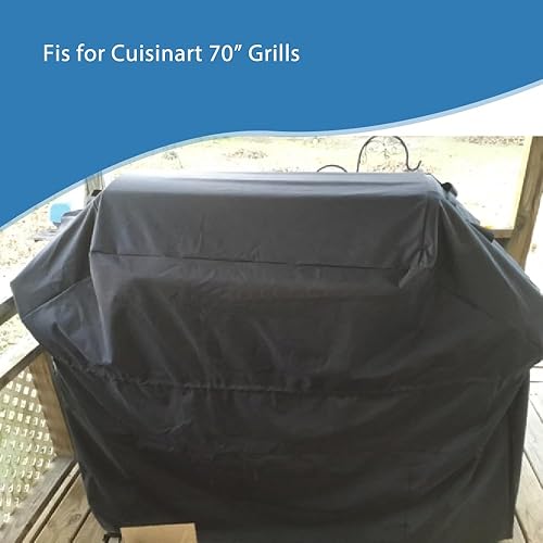 Miniatura 7 de Cubierta impermeable 600D de 69 pulgadas para parrillas de pellets Cuisinart CGWM-085, cubierta de parrilla resistente anti-UV, resistente a la