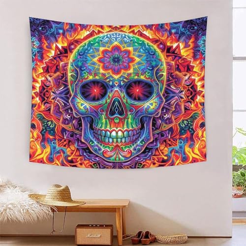 Manta de pared con estampado de calavera 3D de poliéster suave y gran formato 150x200cm