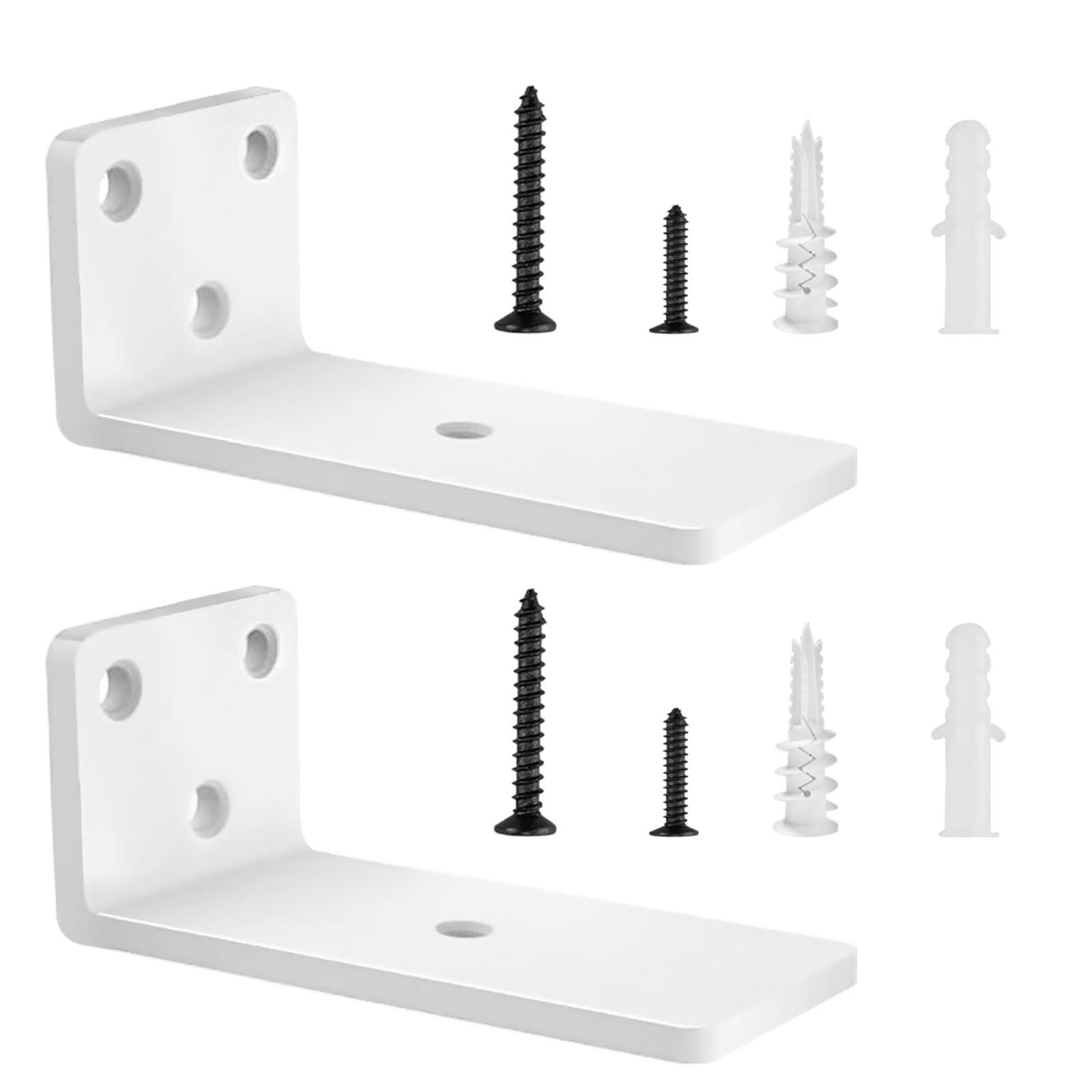 2 Piezas Escuadras Para Estanterias, Soporte Baldas Pared, Escuadras Metalicas Invisibles, Soporte Estantería Metal con Tornillossado para Fácil Montaje en Pared (10cm, Blanco) 4in