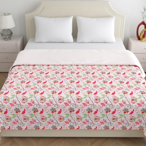 Image of Home Ecstasy 100% Cotton Mulmul Reversible Dohar for Double Bed 210 GSM (86 x 88 inches), Pink