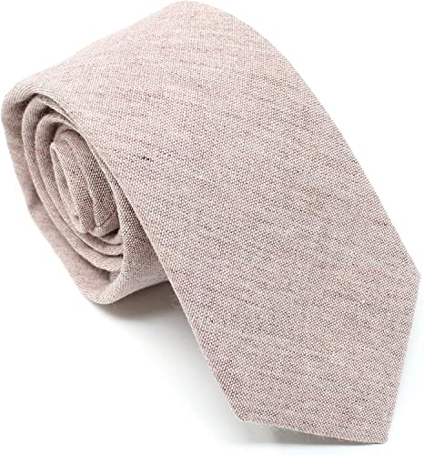 Image of Men's Chambray Cotton Skinny Necktie Tie Textured Distressed Style - 2.5 inch Width
