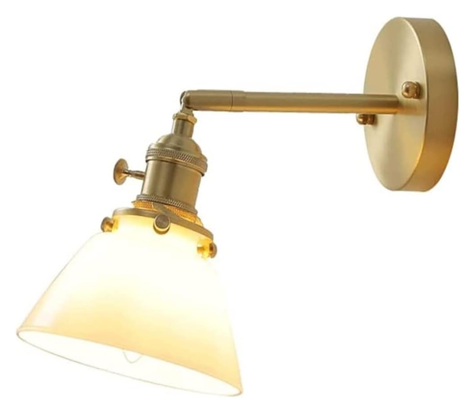 HPTHLY Wall Lamp Brass Wall Light White Glass Shade Bedside Wall Sconce Individual Adjustable Lamp Head Design E27 Lighting Fixture Bedroom Reading Night Lig