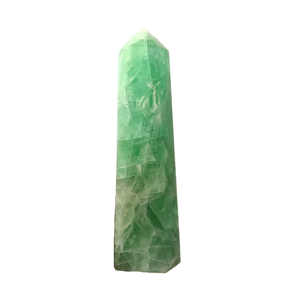 BKGWCSOR 1pcs 300-350g Crystal Point Green Fluorite Tower Stone Ore Obelisk Home Office Decor Gem