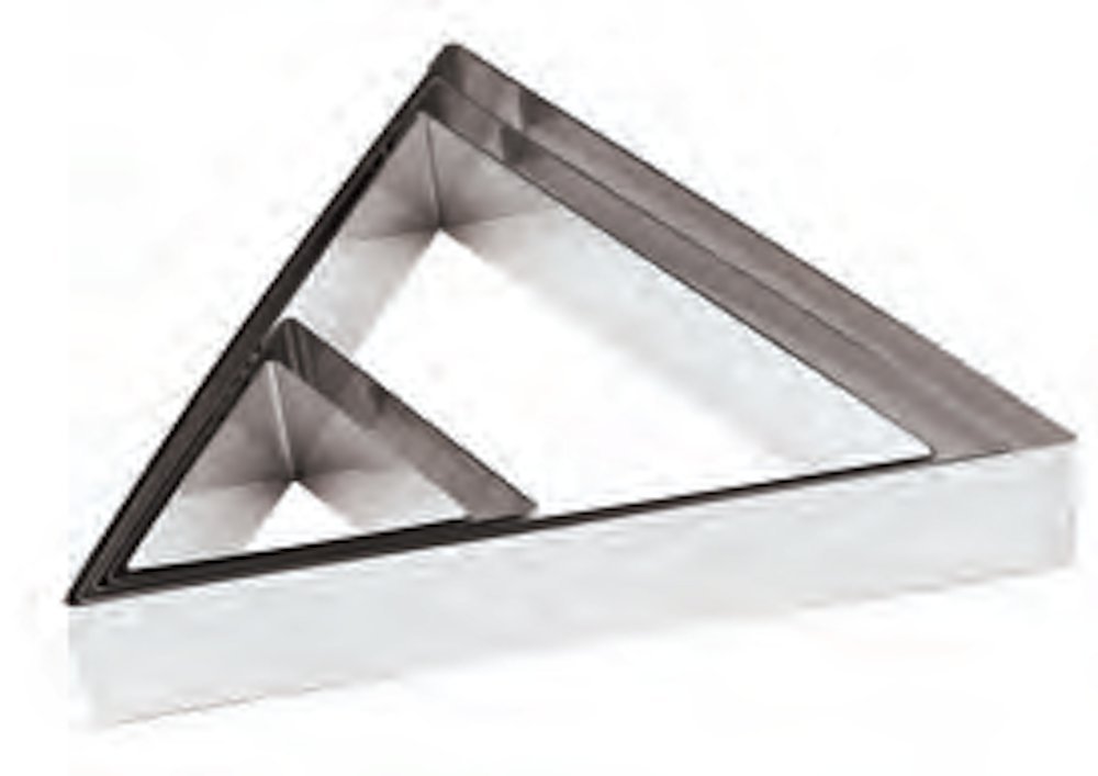 Paderno Silver World Cuisine Stainless Steel 7 7/8-Inch Sided Triangle Pastry Ring