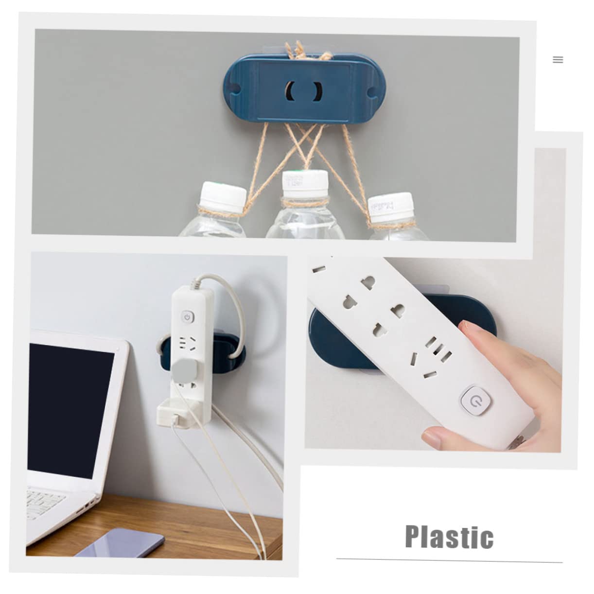 SWOOMEY 2Pcs Wall Mounted Power Strip Fixator Punch Cable Bracket for Easy Installation Smooth Surfaces Durable Plastic Holder for Home Office Organization and Space Saving