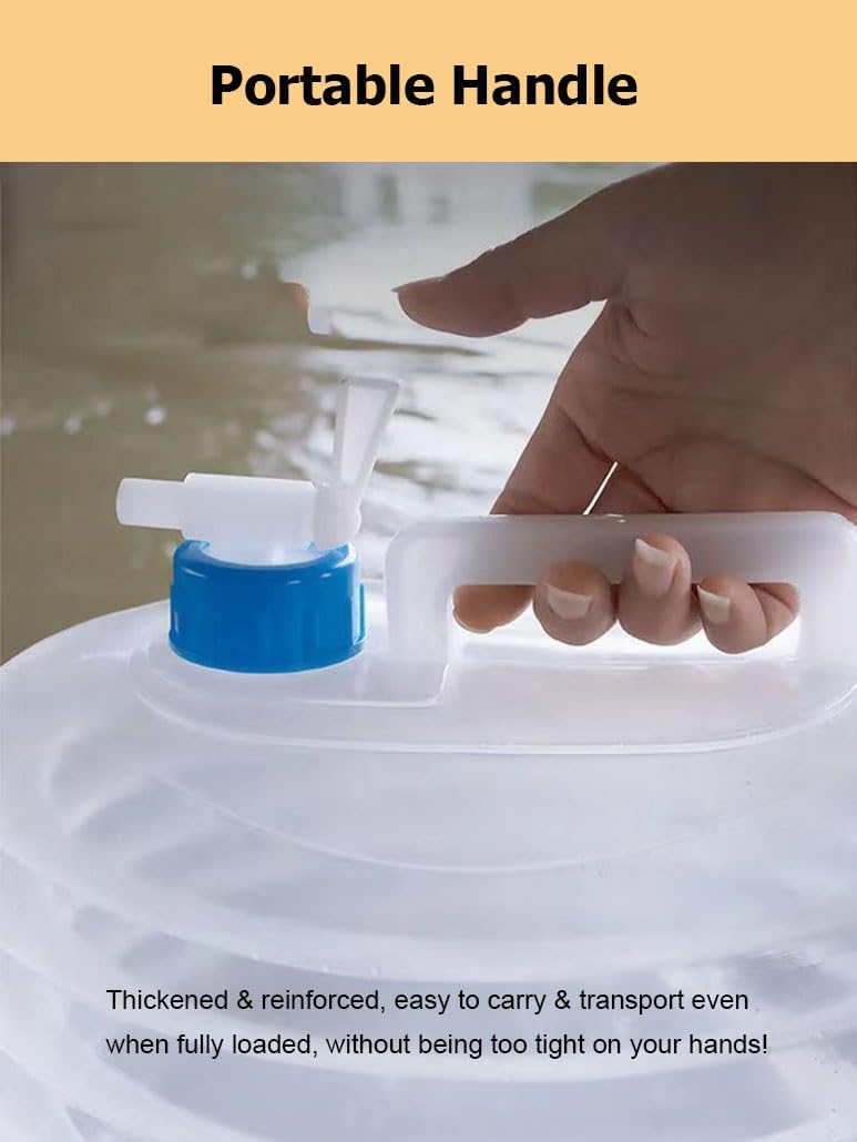 Składany plastikowy pojemnik na wodę, pojemniki kempingowe z kranem, bez BPA, zbiornik na wodę pitną, na kemping, wędrówki, podróże, grill, piknik na świeżym powietrzu, 3 sztuki