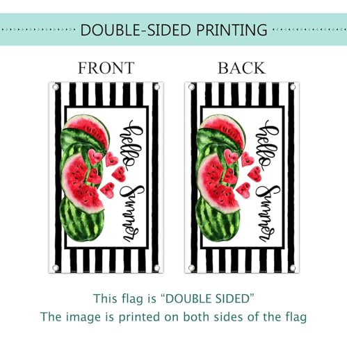 Baccessor Hello Summer Watermelon 3 X 5 FT Flag Double Sided Black Stripes Watermelon Fruit Cool Summer Large Big Yard Flag Seasonal Holiday Outdoor Outside Decoration by Baccessor - Used condition - Image 4