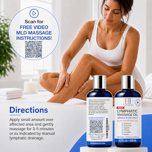 Image of Bruizex Lymphatic Drainage Massage Oil, Arnica & Coconut, 8.5 Oz