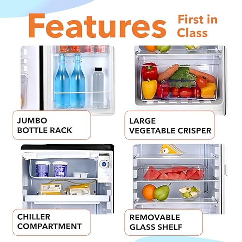 Image of Power Guard Mini Fridge with Direct Cooling Technology | Ideal for Home, Office, Dorm Room | Personal Minibar | Compact Size | Black (91 Liters)