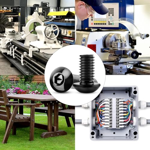 TXXATX 10 Stück Linsenkopfschrauben M8x60mm Schwarz Flachkopfschrauben M8 304 Edelstahl mit Innensechskant Vollgewinde Möbelschrauben für DIY-Projekte Möbelreparatur Montage Wartung