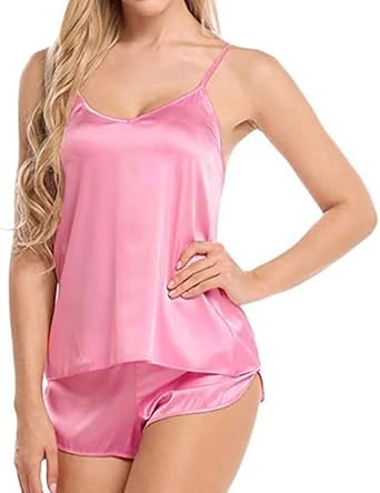 Conjunto de pijama de cetim para mulheres, blusa e shorts, roupa de dormir macia, 2 peças, M-3GG, Preto, G