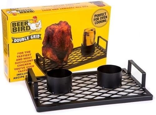 Beer Bird Double Grid, Oven Cooking Rack with Can Holders, Perfect for Chicken