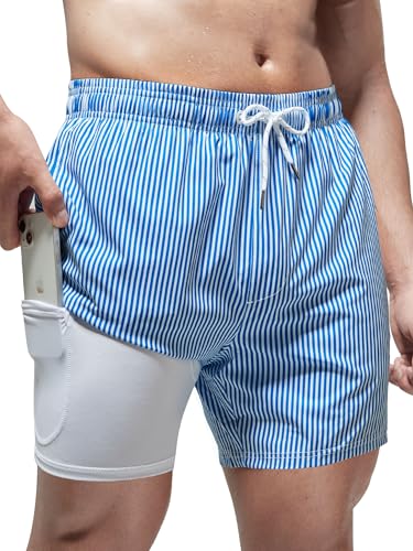 Arcweg Badehose für Herren Badeshorts mit Kompression Liner 2 in 1...