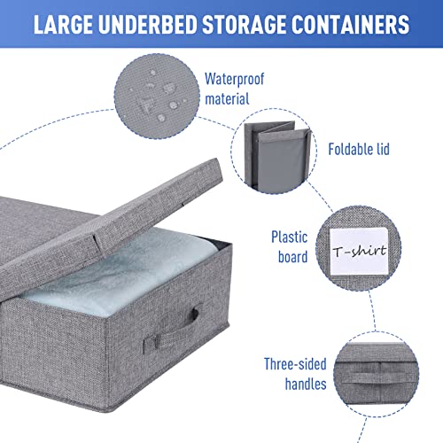 image for Fixwal Underbed Storage Containers 3 Pack, Large Under Bed Storage Bin