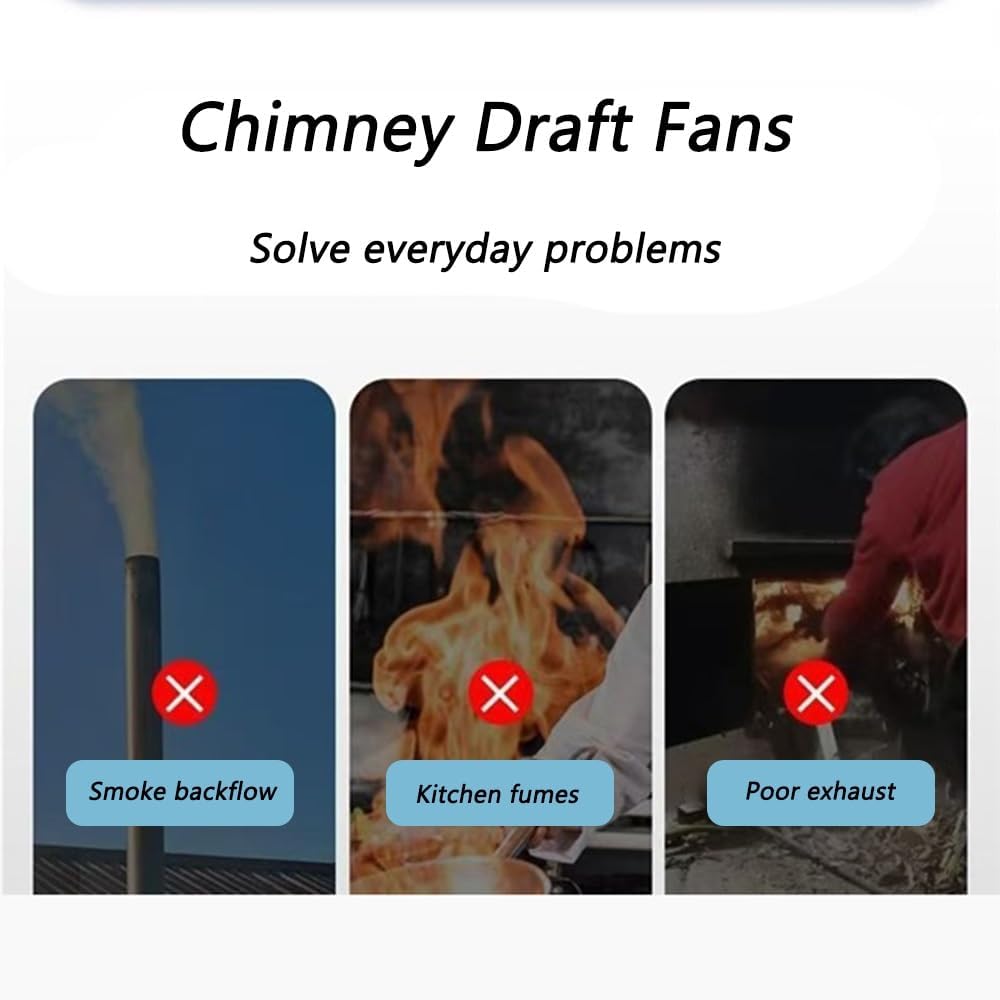 Chimney Fan, 100W Outdoor Chimney Smoke Evacuator, Copper Chimney Draft Inducer Chimney Exhaust Fan for Home Use(Large)