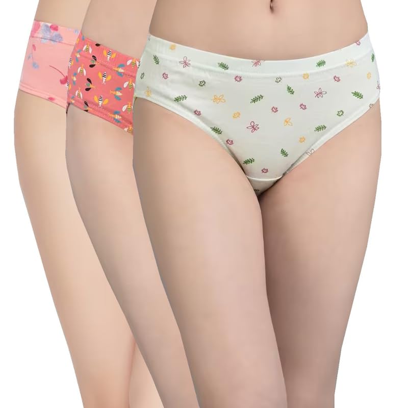 1802 Women's High Coverage Micro Modal Panties (Pack of 3) | S - 4XL Size | 3 Multi Print Panty-image-42