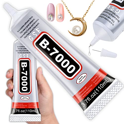B7000 Rhinestones Glue for Crafts, 110ML Glue of Diamond Jewelry 3.7fl.oz Clear B-7000 Super Jewelry Glue Transparent Industrial Adhesive for Fabric Phone Repair Jewelery Making Crystal Gem