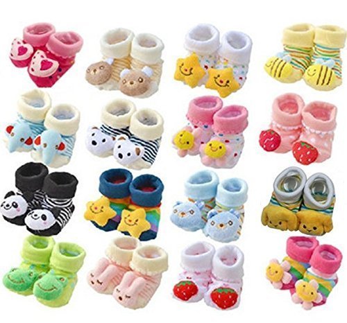 ADRIEL BRINGING JOY New Born Baby Girls/Boy Booties Multicolor (Random Color & Design) Set of 4 Pair.