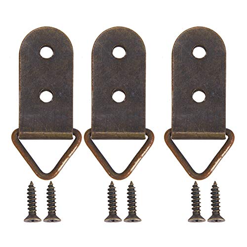 Image of 50 Sets Picture Hangers Kit with Screws, D Ring Picture Hangers Picture Frames Double Holes Clasp Picture Hanging Hardware Picture Hooks Picture Hang Solutions for Clock, Paintings (E)