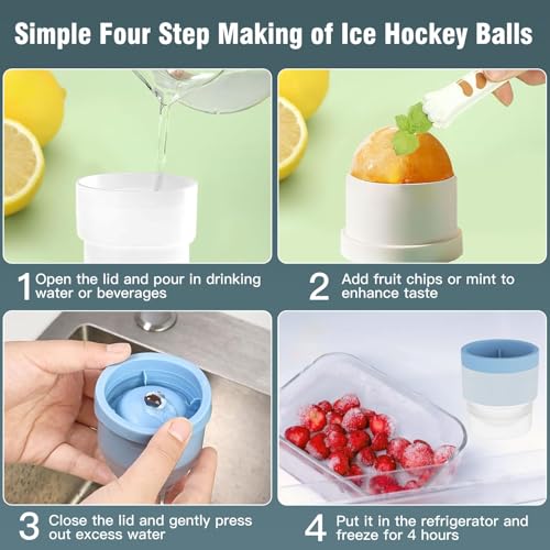 4 Pack Ice Cube Ball Moulds Ice Balls Maker, 6CM Reusable Large Sphere Shaped Ice Cube Moulds for Making Big Ice Ball, Easy to Fill and Release (Blue) - Image 4