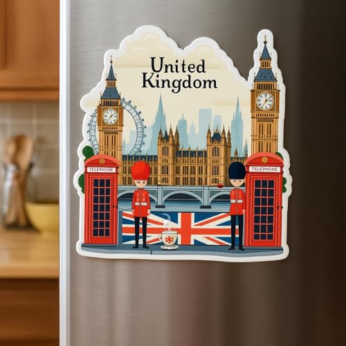 Image of Naxon United Kingdom Country Theme Souvenir Wooden Refrigerator Stylish Fridge Magnet - Fridge Decoration Magnet for Kitchen & Home Decor | Perfect Souvenir Gift | Size 3x3 Inches | Pack of 1