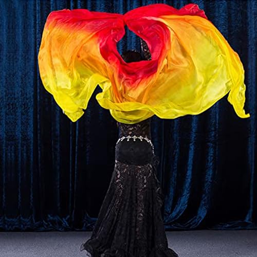 Image of Aumulen 8mm Girls Hand-Made Belly Dance Silk Scarf Veils Gradual Colors