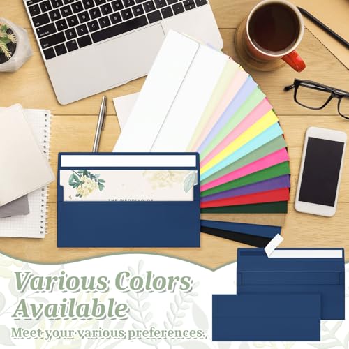 Image of Mulbozy 50 Pcs #10 Navy Blue Envelopes Letter Size Windowless Self Seal