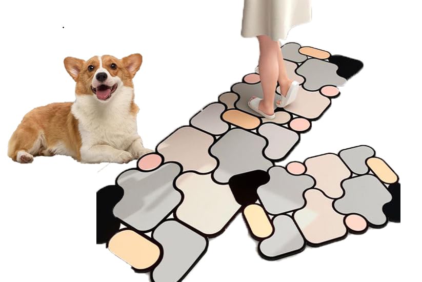 Glaceon Kitchen Mat [2 PCS] Cushioned Anti-Fatigue Non-Skid Waterproof Rugs Ergonomic Comfort Standing Mat for Kitchen, Floor, Office, Sink, Laundry (40 x 120 cm 40 x 60 cm) (MAT)