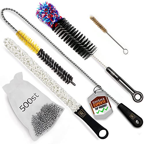 M. ROSENFELD Shisha Reinigungsset mit 4 Bürsten & 500 Edelstahl Reinigungsperlen | Premium Shisha Zubehör für eine…