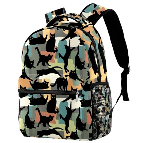 Sac d'école chat noir ergonomique pour soulager le dos des adolescents et filles