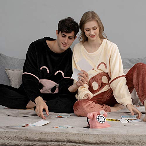 De Las Mujeres Otoño Invierno FrÃƒCamisa De Dormir Conjuntos de Calças para Mulheres, Preto, XX-Larg