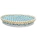 Ann Lee Designs X-Large Handmade Round Decorative Basket Tray - 14 x 14 x 1 Inches (Teal)