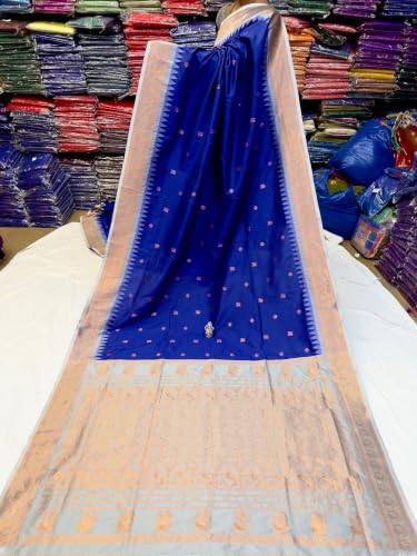 Generic royal blue paithani silk saree – image 2
